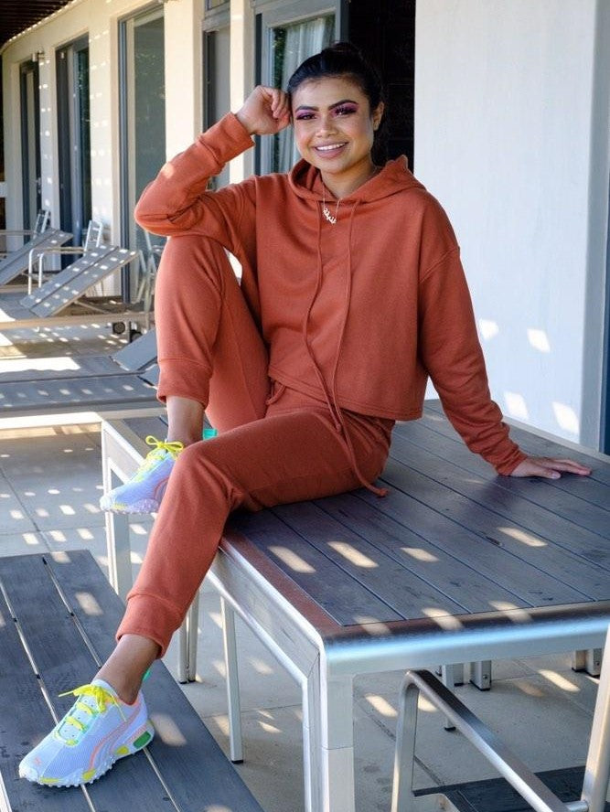 Rust High Waist Tracksuit Pants Flock Fashion Accessories