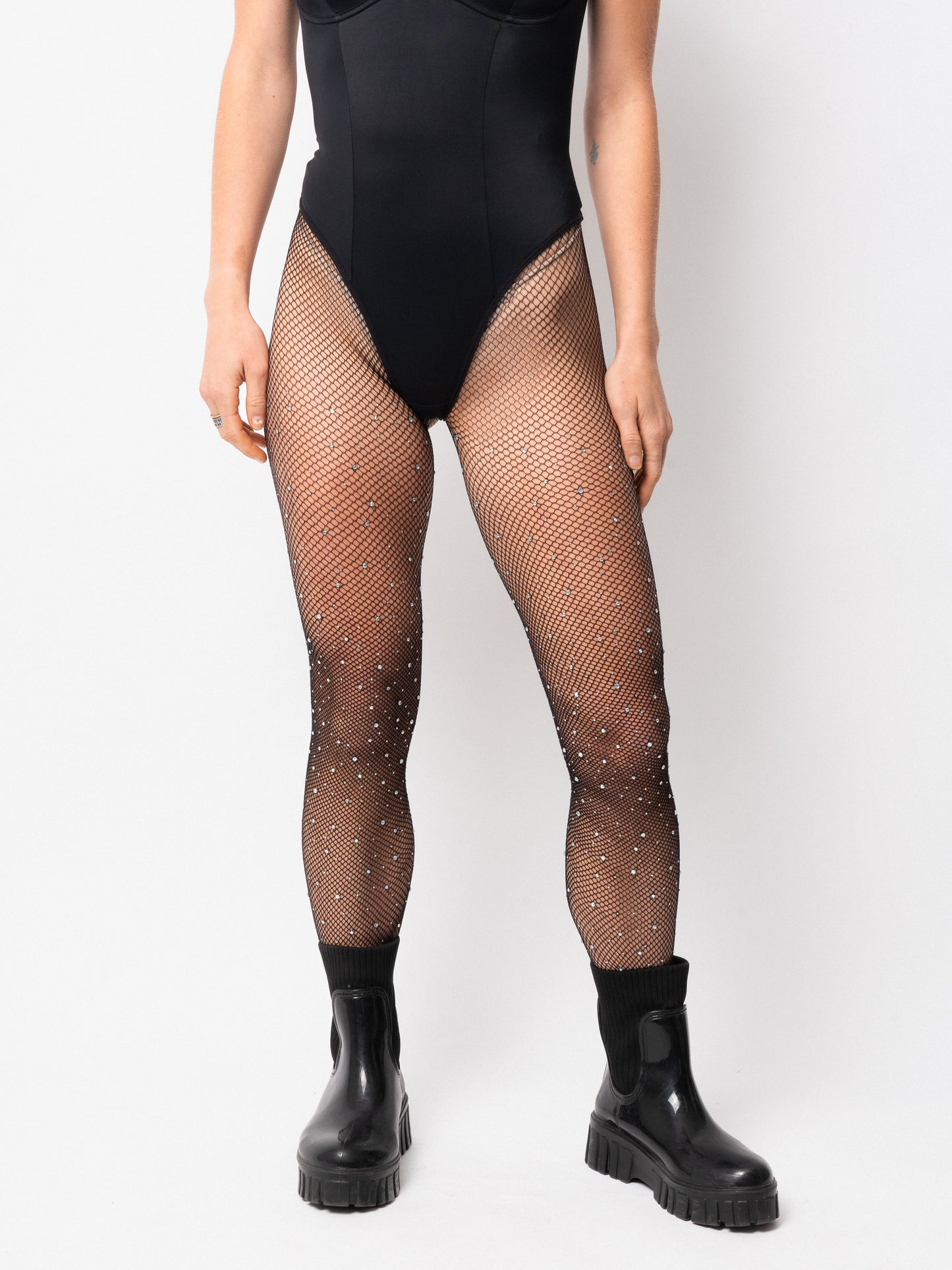 Black Gemstone Fishnet Stockings