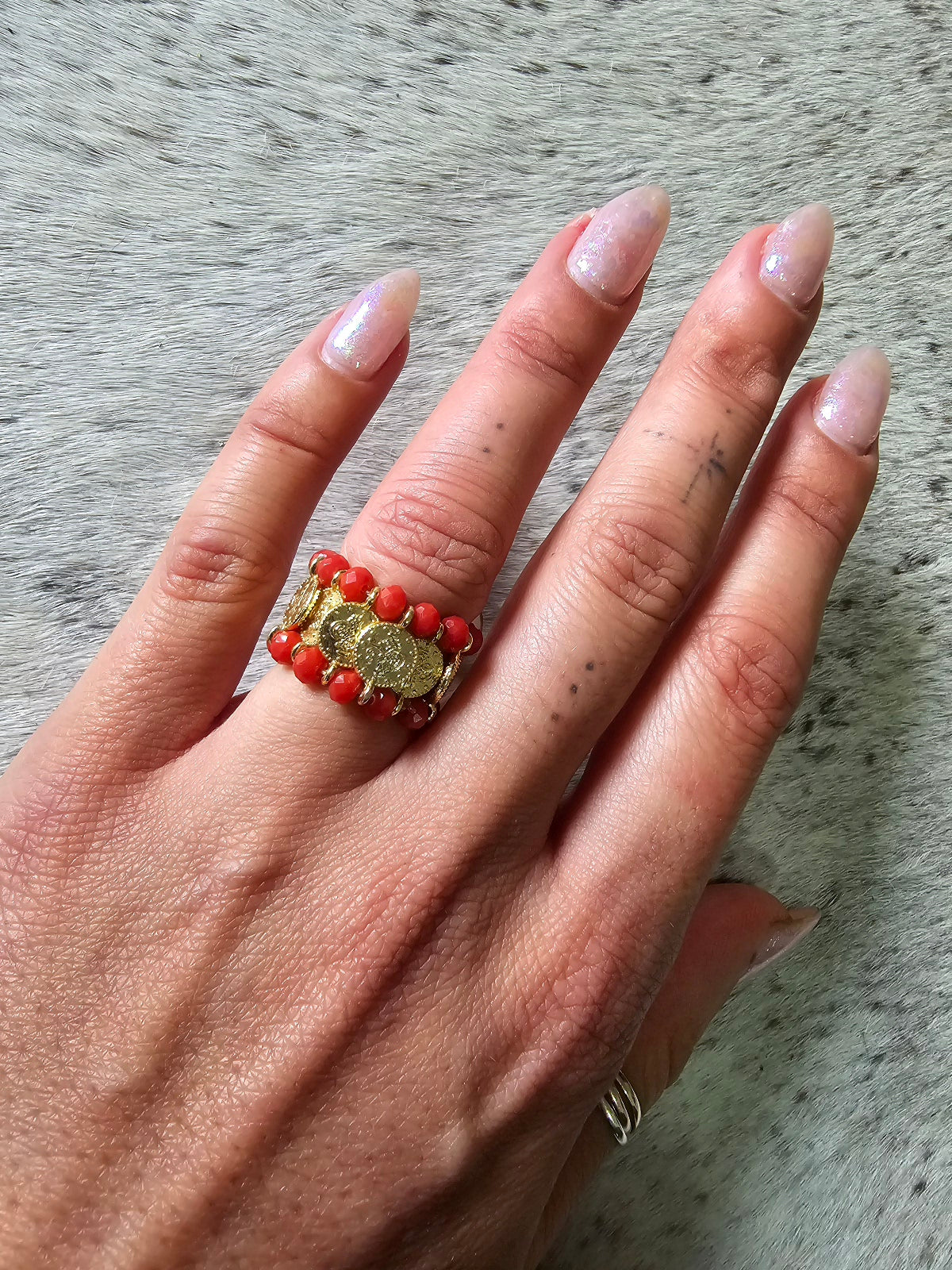 Coral Boho Ring