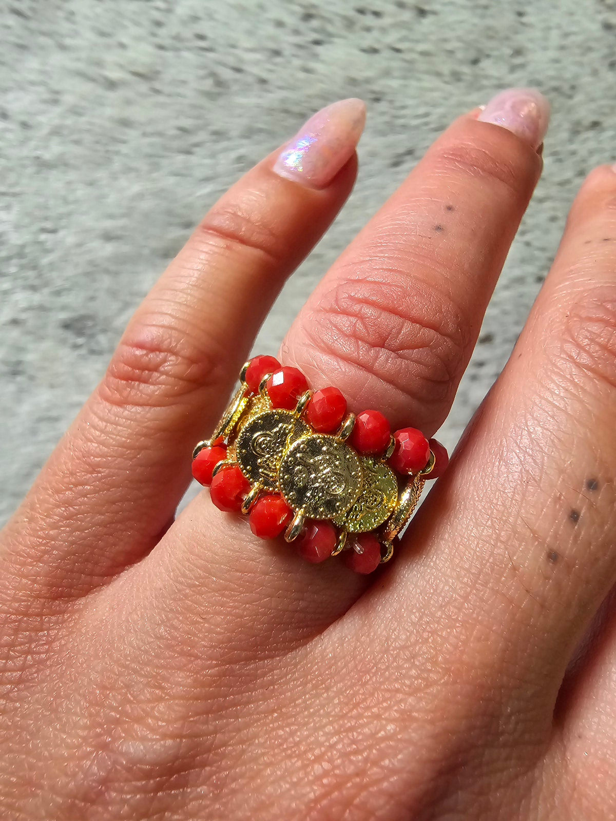 Coral Boho Ring