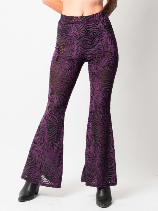 Purple Sheer Velvet Bell Bottoms