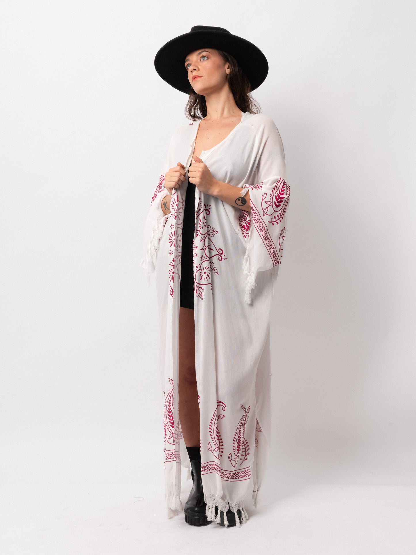 Pink Bamboo Print Kimono