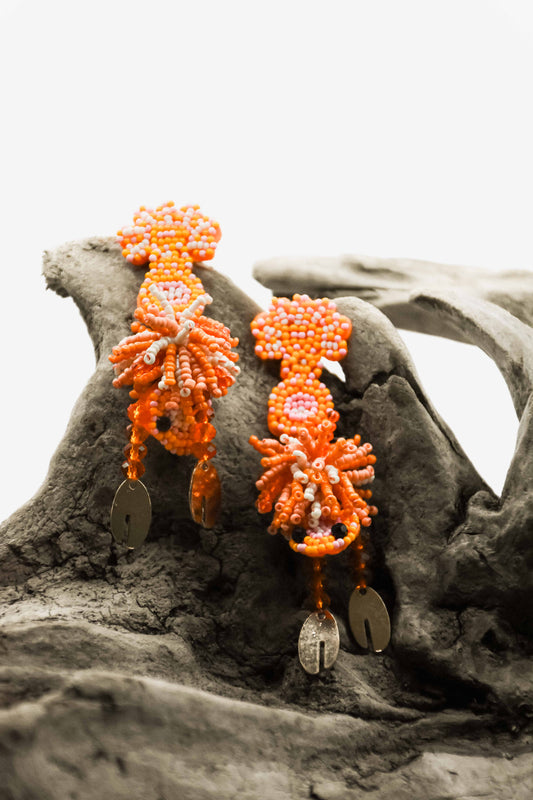 Lobster 3D beaded Earrings