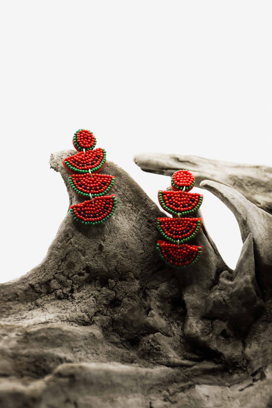 Watermelon Beaded Earrings