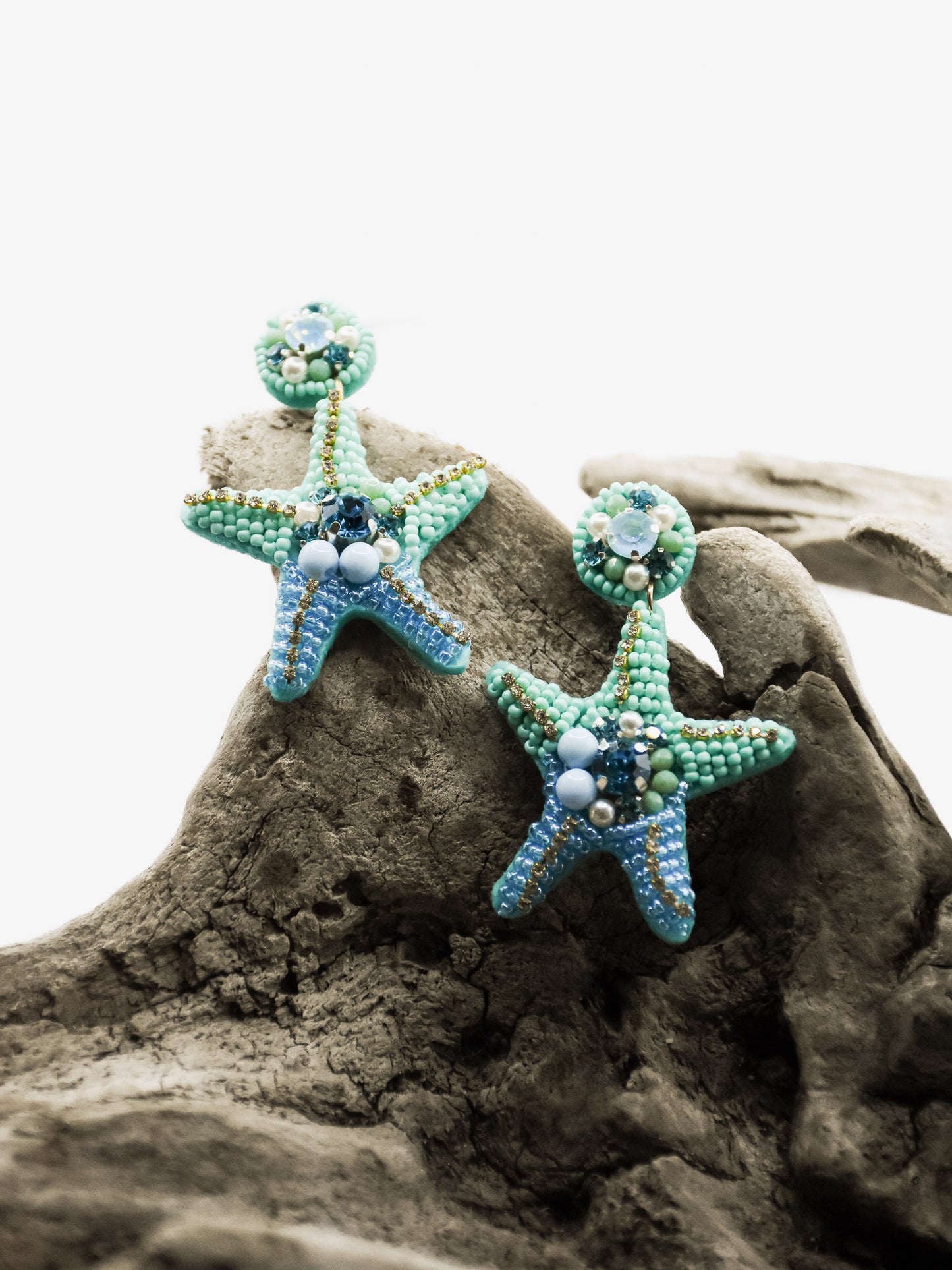 Blue Starfish Beaded Earrings