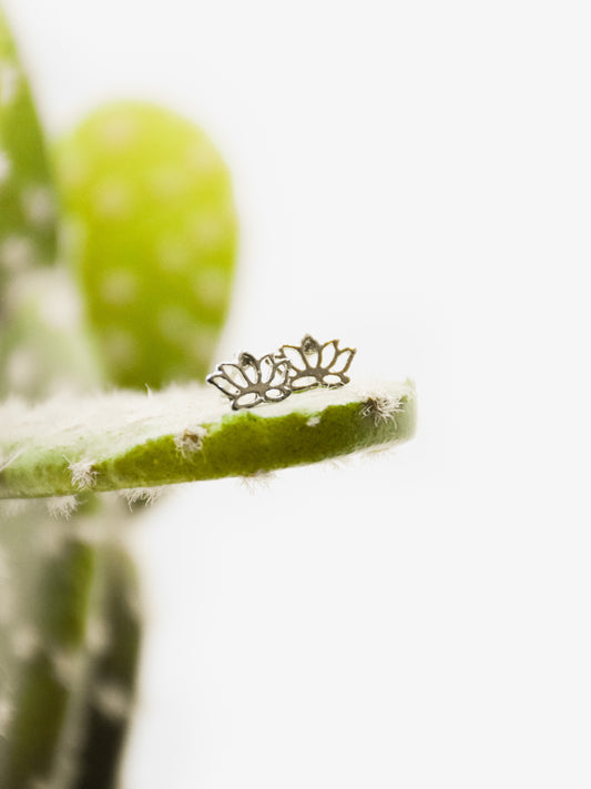 Silver Lotus Earrings