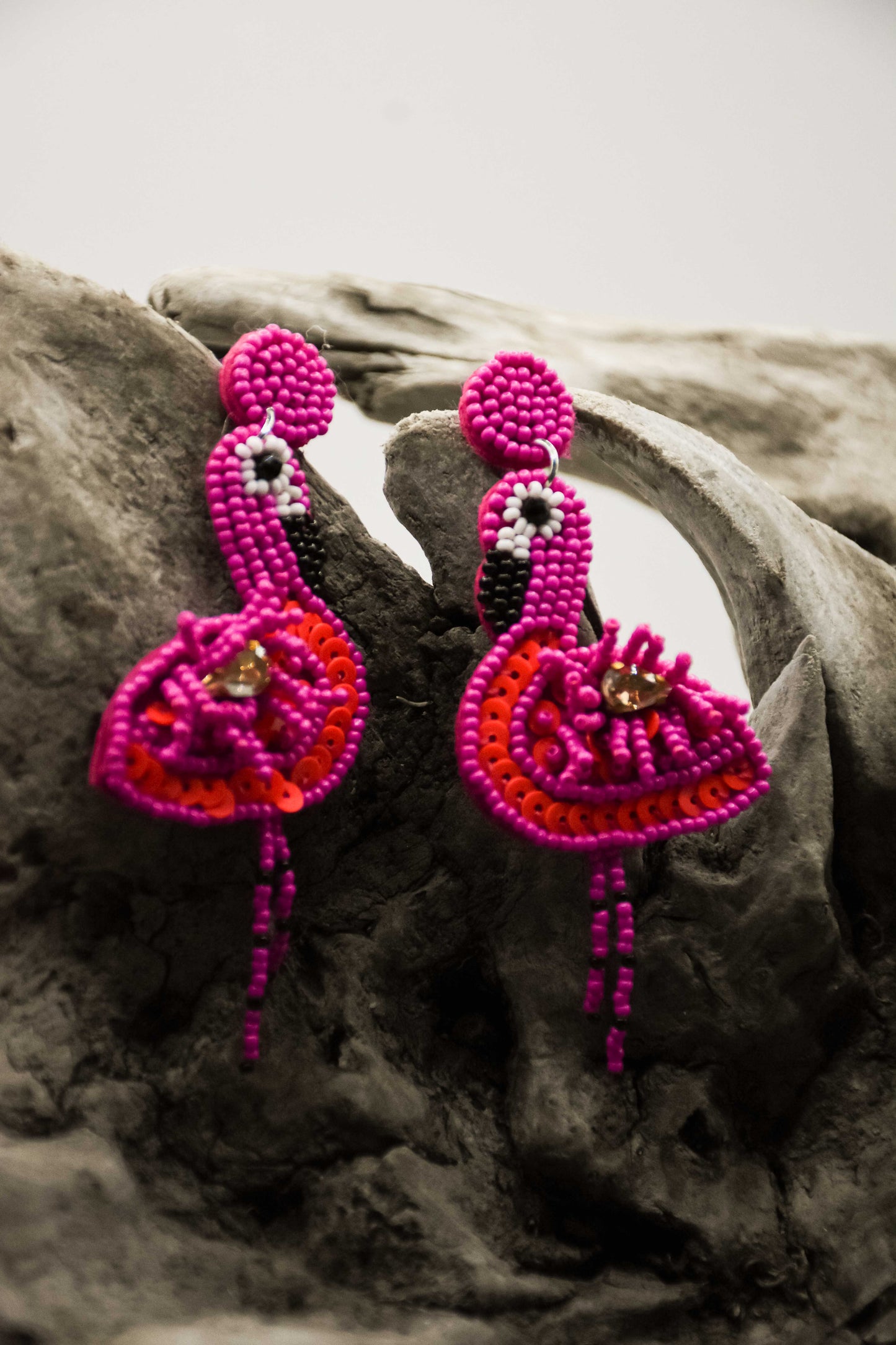 Flamingo Beaded Earrings