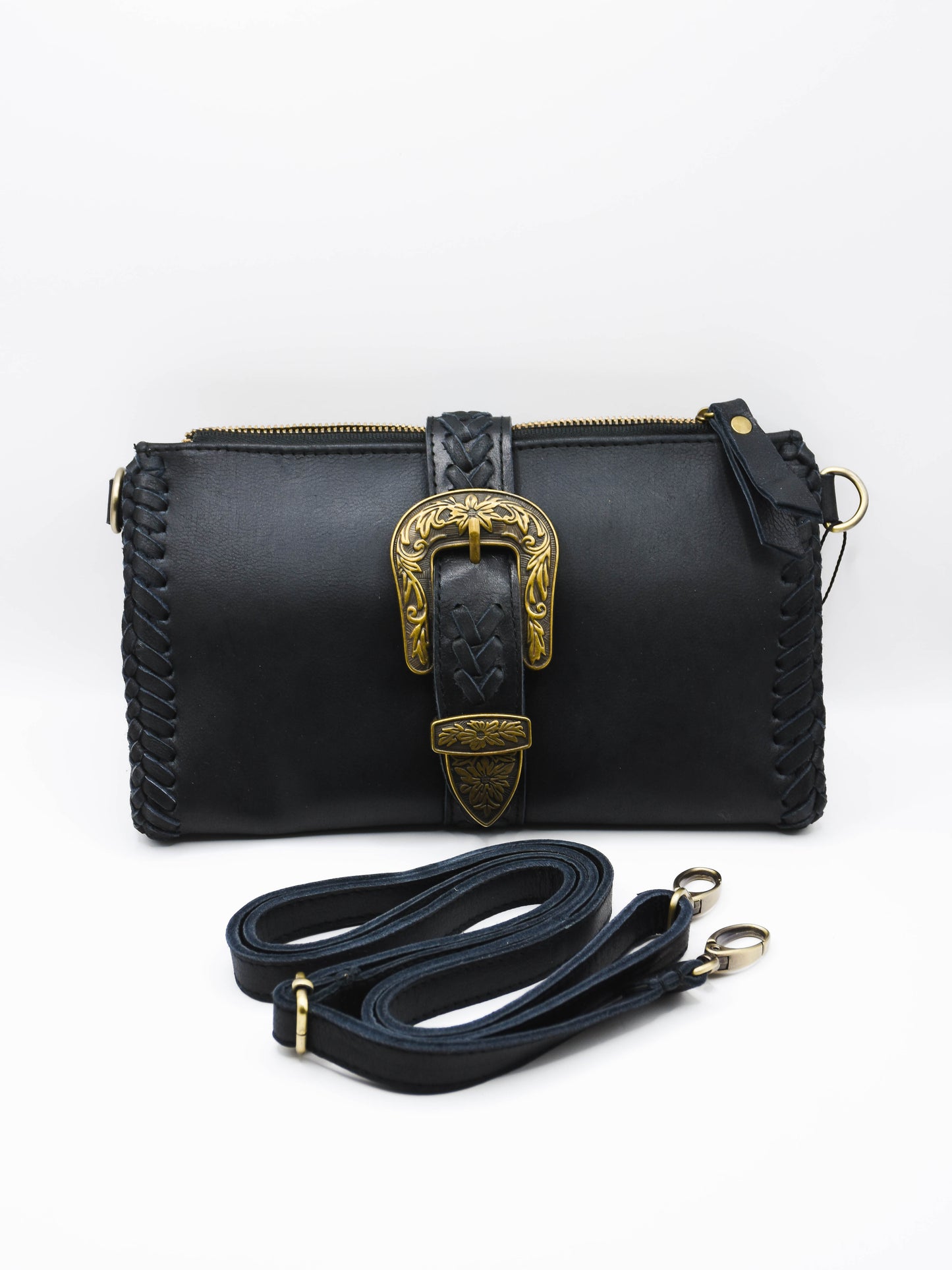 Black & Bronze Wildling Leather Clutch