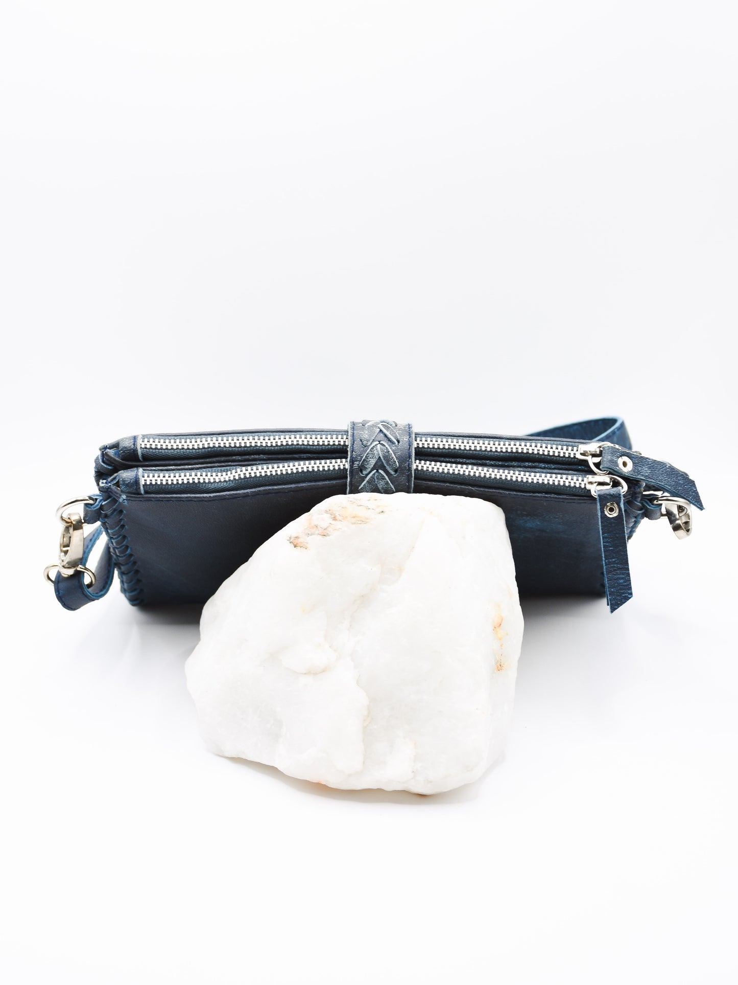 Blue Wildling Leather Clutch