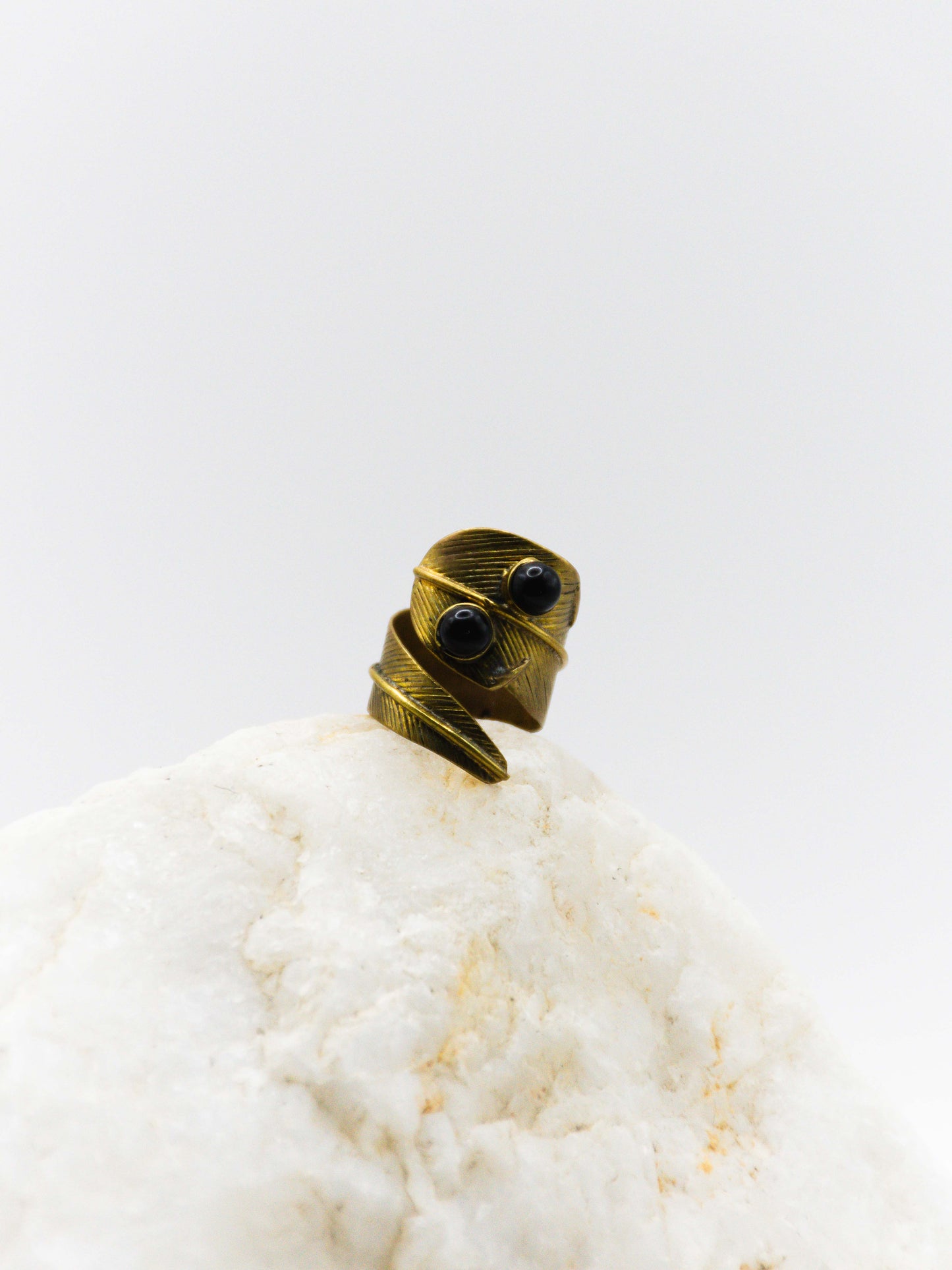 Black Feather Brass Ring