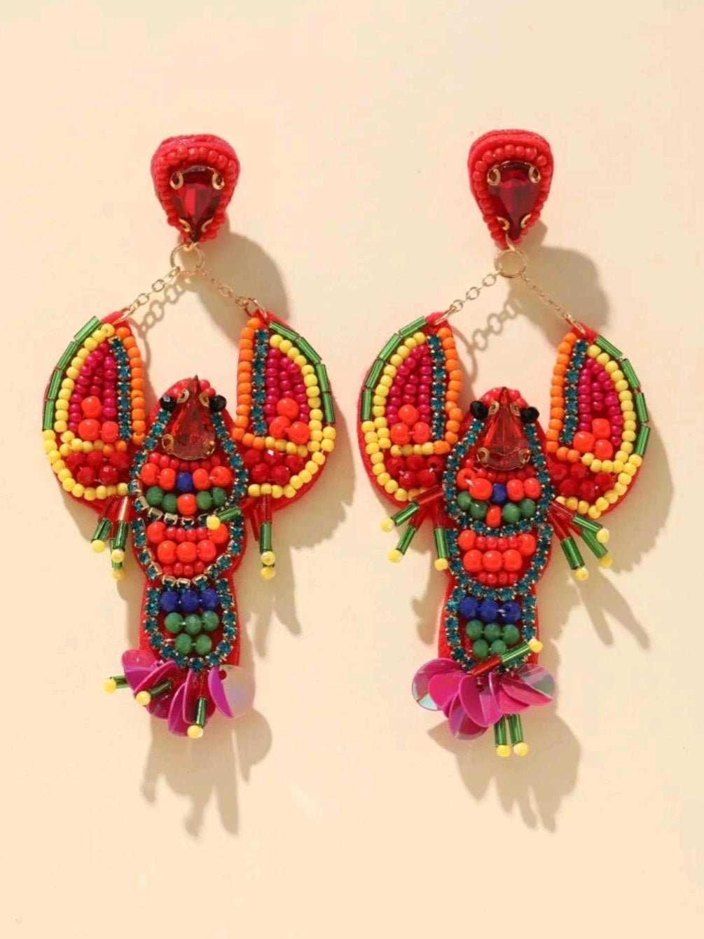 Lobster Beaded Earrings